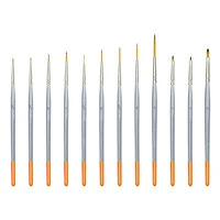 Fine Detail Artist Paint Brush 12 Piece Set Extra Long Hair Hook Line Pen Thin Brush Angular Micro Tip Acrylic Oil Watercolor 1