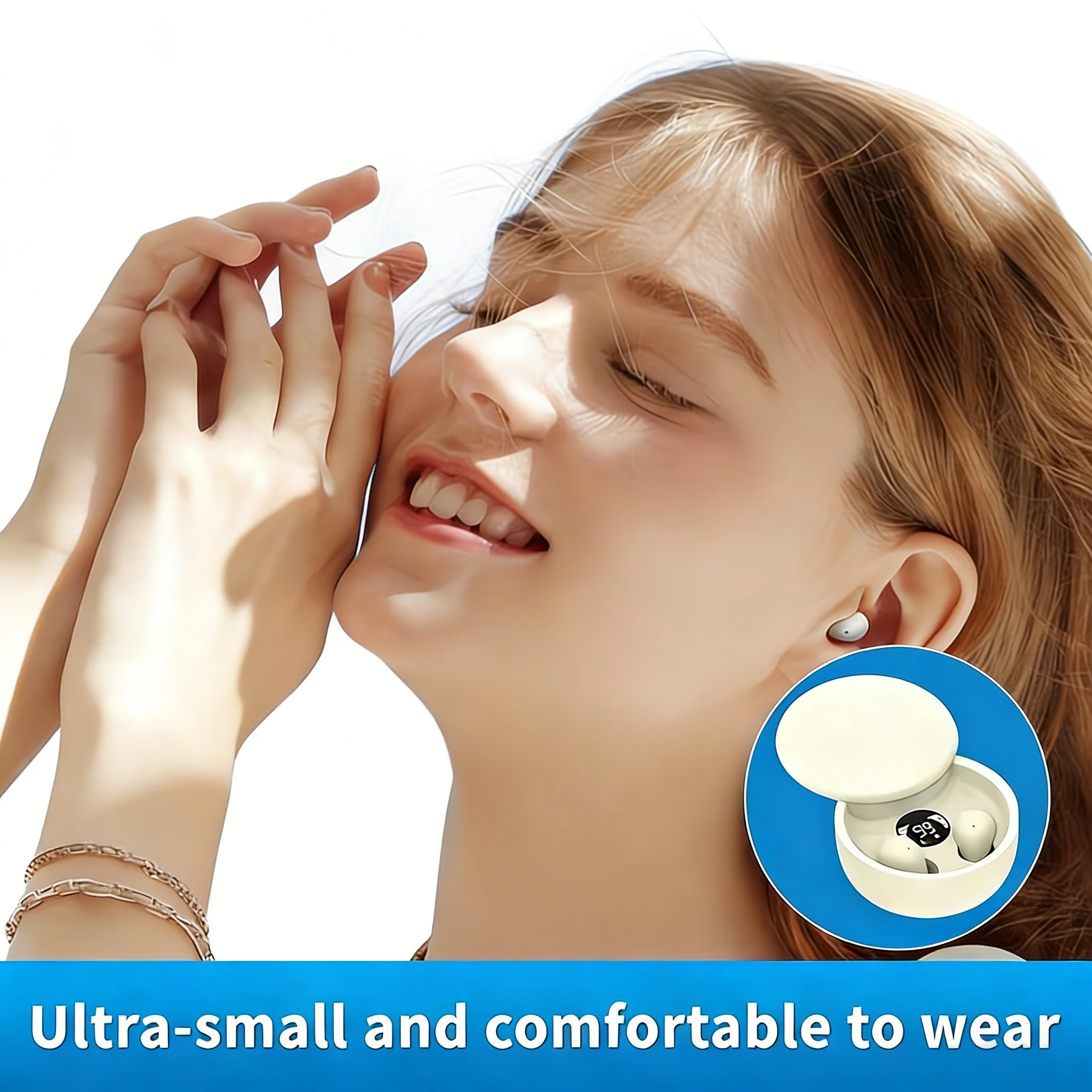 Bluetooth 5.4 Wireless Invisible Earbuds with Sliding Cover and Enhanced Bass Sound Quality