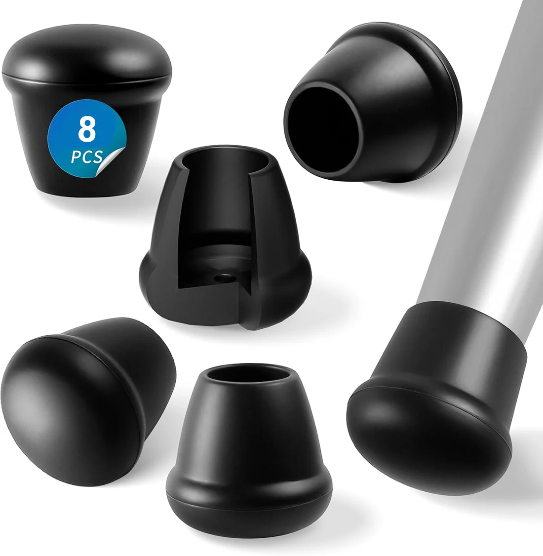 8-Piece Heavy-Duty Metal Chair Leg Protectors - Anti-Slip & Silent Floor Protectors