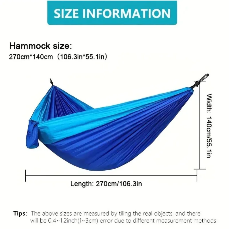 Outdoor Lightweight Double Nylon Camping Hammock with Hanging Straps Perfect for Backpacking Travel Beach Yard and Garden 6