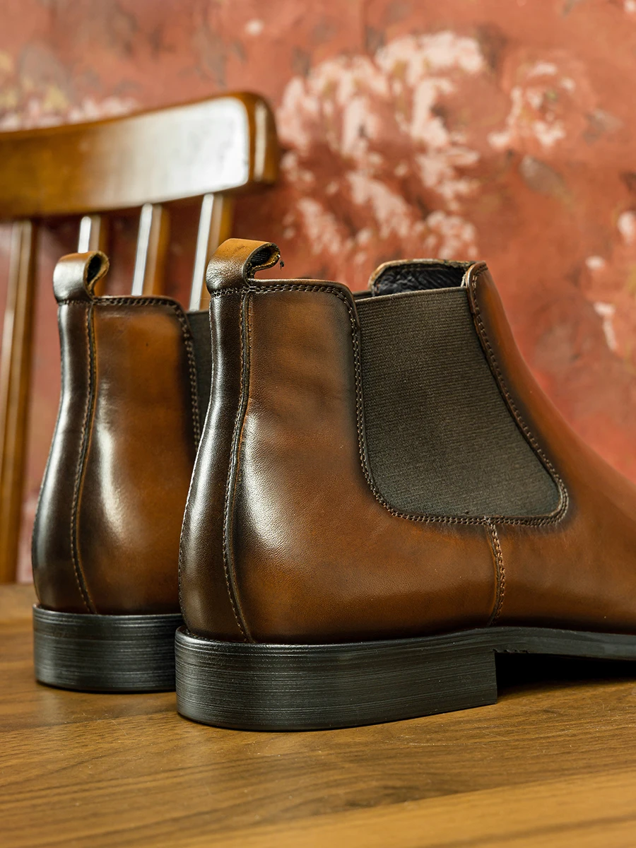 Hanmce Chelsea Boots Luxury Genuine Leather Chelsea Men Boots