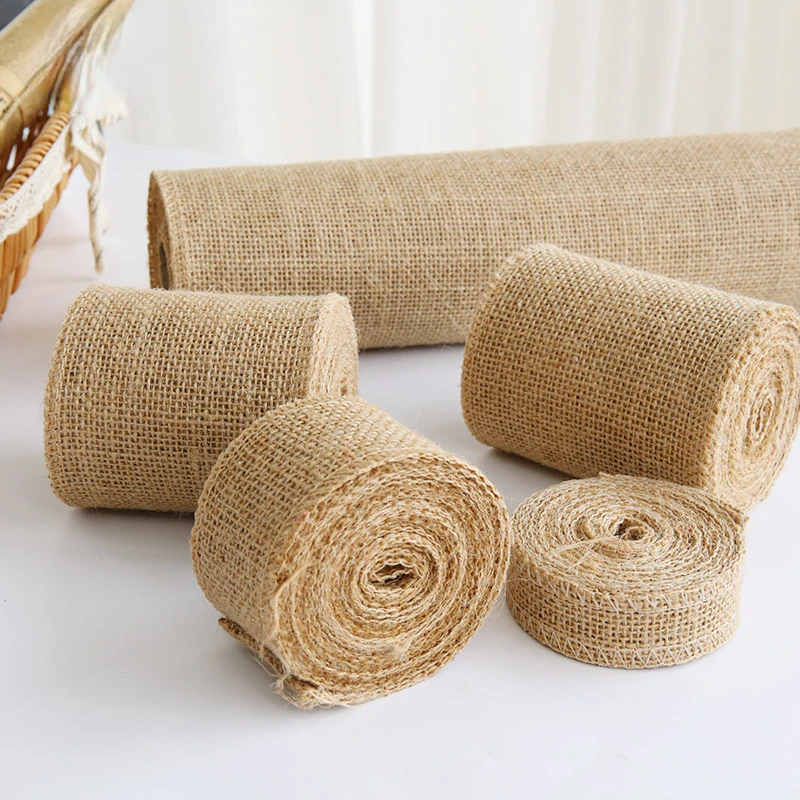 

5M/Roll 25mm 30mm 40mm 50mm Natural Burlap Jute Rope Ribbons For Crafts Wedding Vintage Decoration Party Gift Ribbon Bows