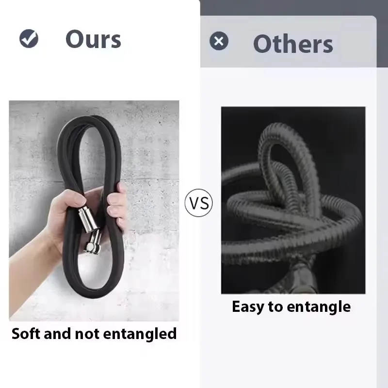 Enhanced Silicone Shower Hose - Flexible, Anti-Winding, High-Pressure Bathroom Accessory
