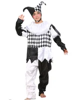 Halloween Carnival Party Cosplay Costumes Funny Clown Cosplay Costume Adults Man Women Black and White Couple Clown Suit 6