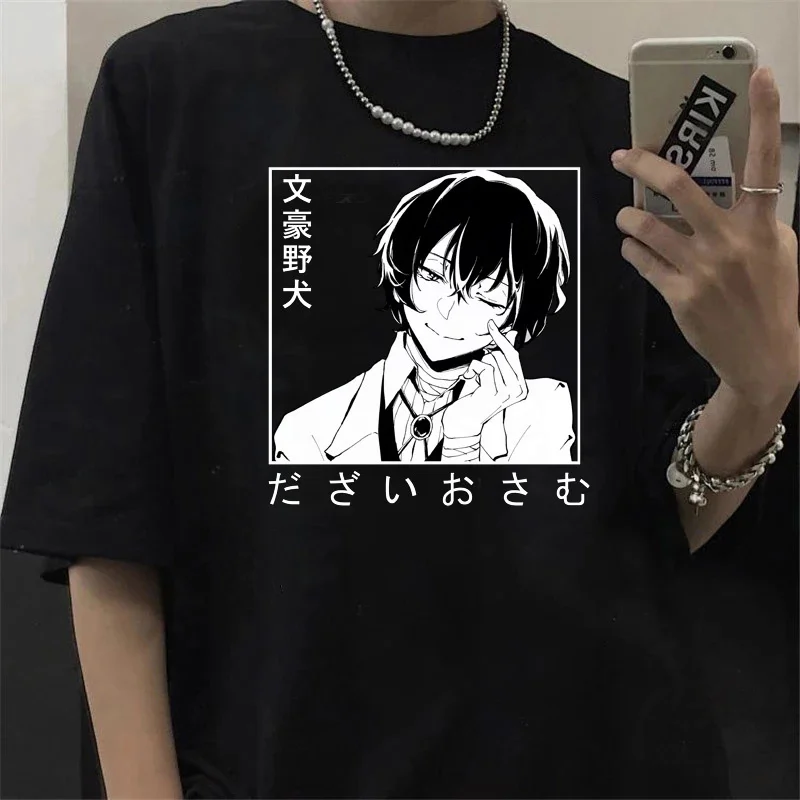 

Bungo Stray Dogs Summer Top Male White T Shirt Japanese Casual Streetwear 2022 T-shirt Top Tees Anime Couple Clothes