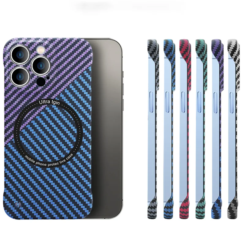 Carbon Fiber Texture Frameless for Charging iPhone Case