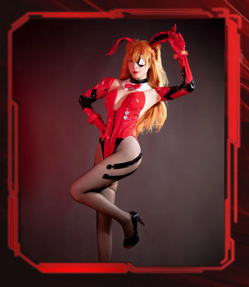 Asuka Bunny Girl Cosplay Kostüm - Roter Jumpsuit Uniform für Halloween 18 Asuka Bunny Girl Cosplay Kostüm - Roter Jumpsuit Uniform für Halloween 7