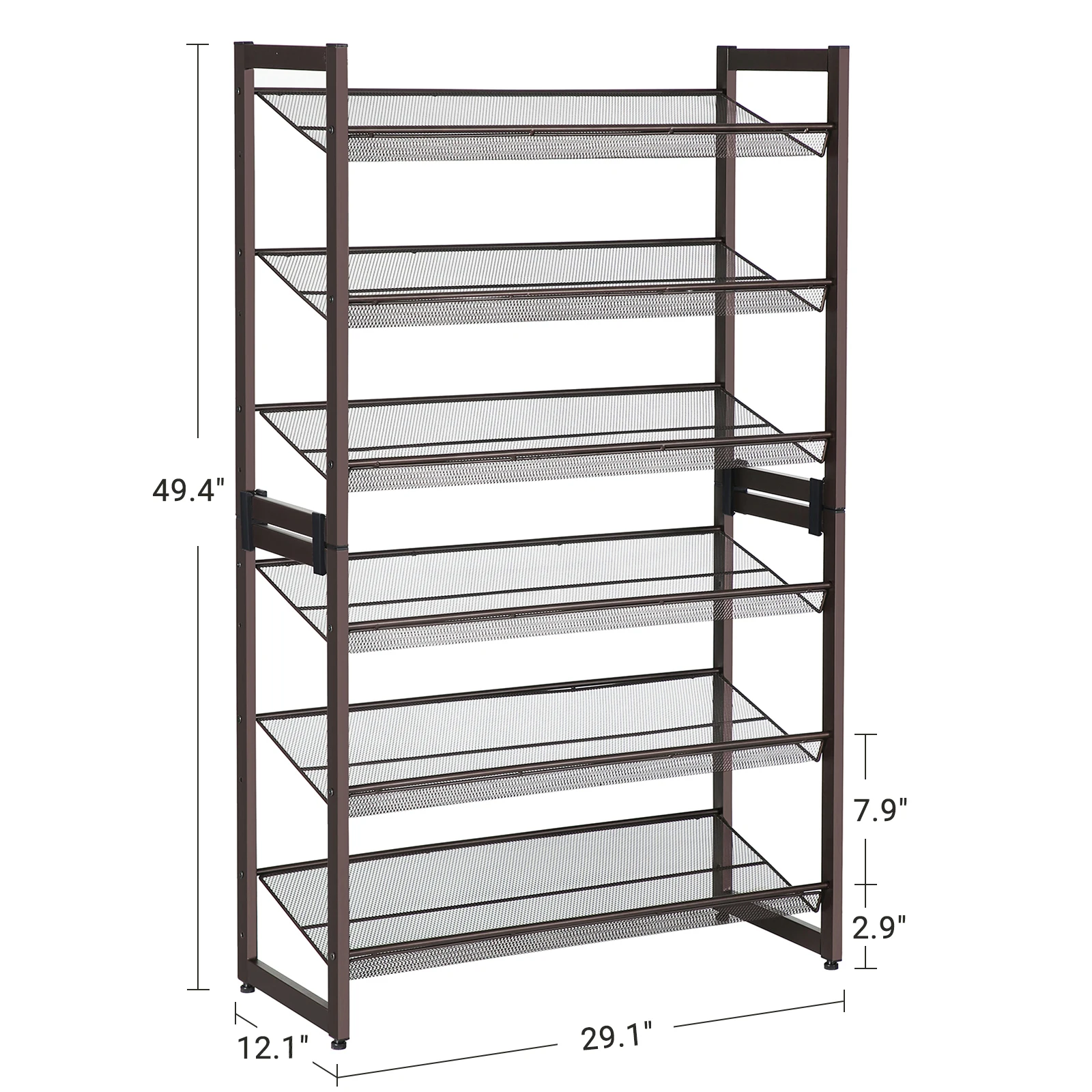 SONGMICS 6-Tier Shoe Rack Storage, Metal Shoe Organizer Stand for Garage, Entryway, Set of 2 3-Tier Stackable Shoe Rack Shelf 6