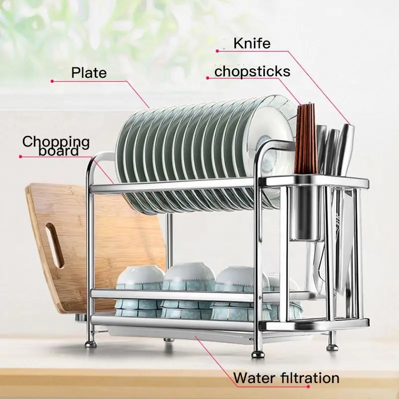Storage Shelf Over The Sink Adjustable Dish Drying Rack For Kitchen 2 Tiers Metal Carton Storage Holders & Racks Multifunction