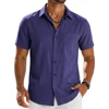 119684-7aa512.jpg Premium Cotton Short Sleeve Shirt Elite Summer Breathable Hawaiian Linen Tee
