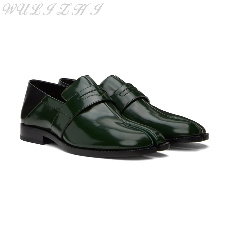 

Tabi Green Loafers for Women Autumn 2023 Classic Calf Leather Split Toe Dress Shoes Party Versatile Low Heel Ladies Shoes Formal