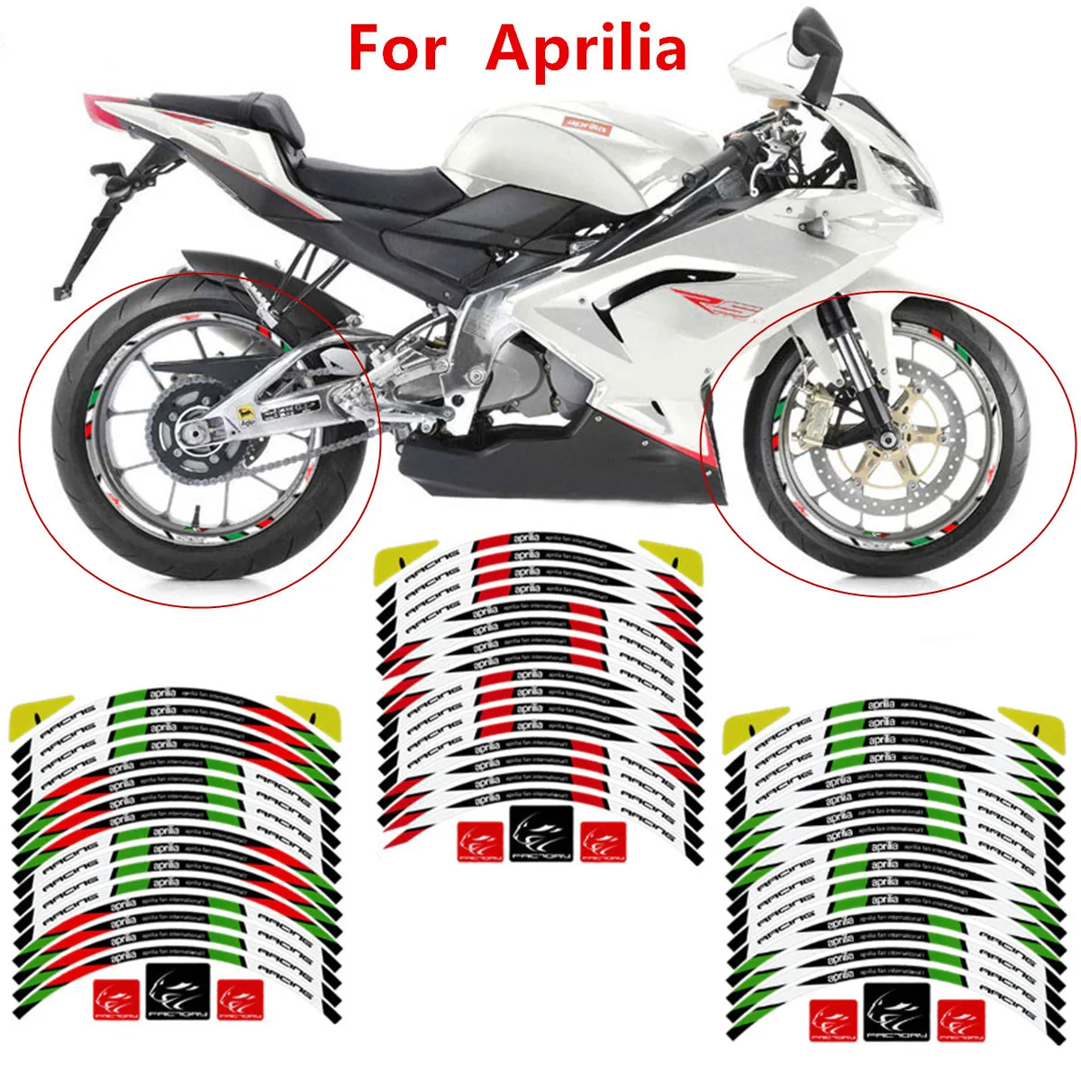 For Aprilia Wheel Rim Sticker Tire Border Reflective Decoration Suitable DORSODURO 750 FACTOR RSV RS Tuono SR50 60 sheets hollow lace border scrapbook materials decorative paper decoration base textured notebook cut and paste hand account