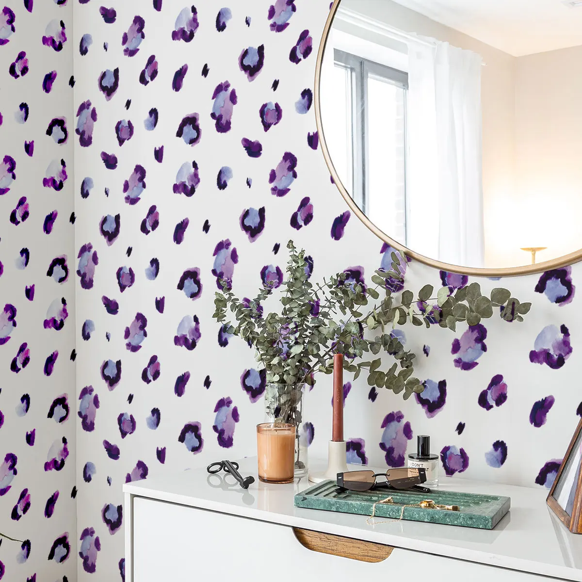 New Purple Leopard Wall Sticker - 20x30cm Removable PVC Decal for Living Room & Bedroom Background Wall