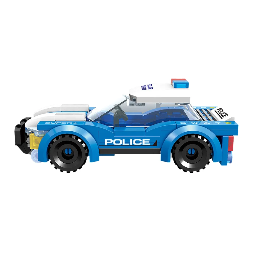 DIY Building Block Police Car Toy Set Creative Educational Patrol Vehicle  for Kids Fun Assembly Puzzle Playset 4