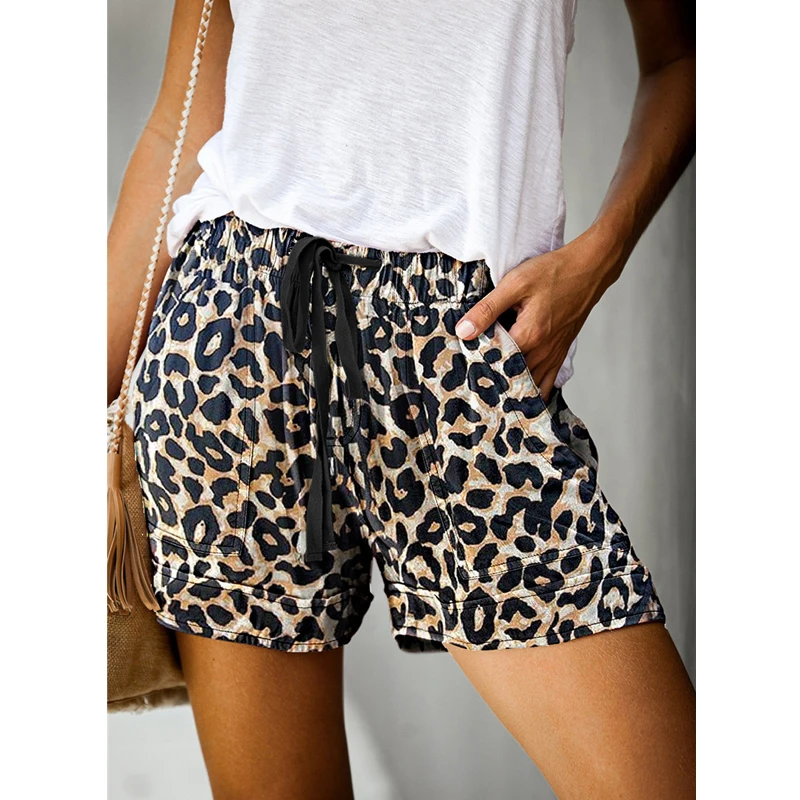Women Casual High Waist Lace Up Straight Shorts Summer Fashion Y2K Print Beach Short Pants Loose Pocket Pantalones Ropa De Mujer