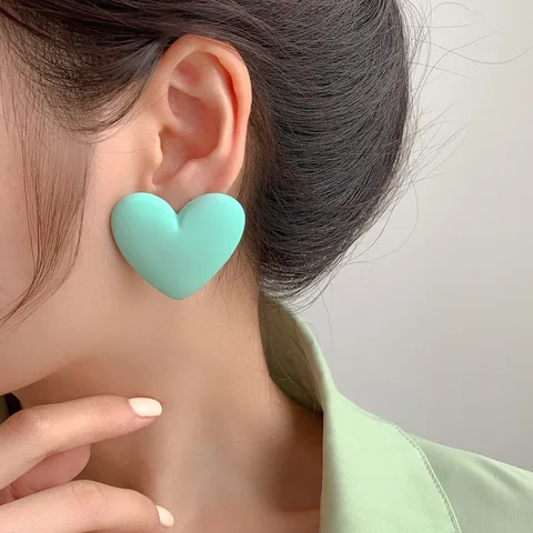 Pop Candy Color Acrylic Love  Earrings Simple Geometric Heart Earrings All-match Fashion Party Color Jewelry Earrings