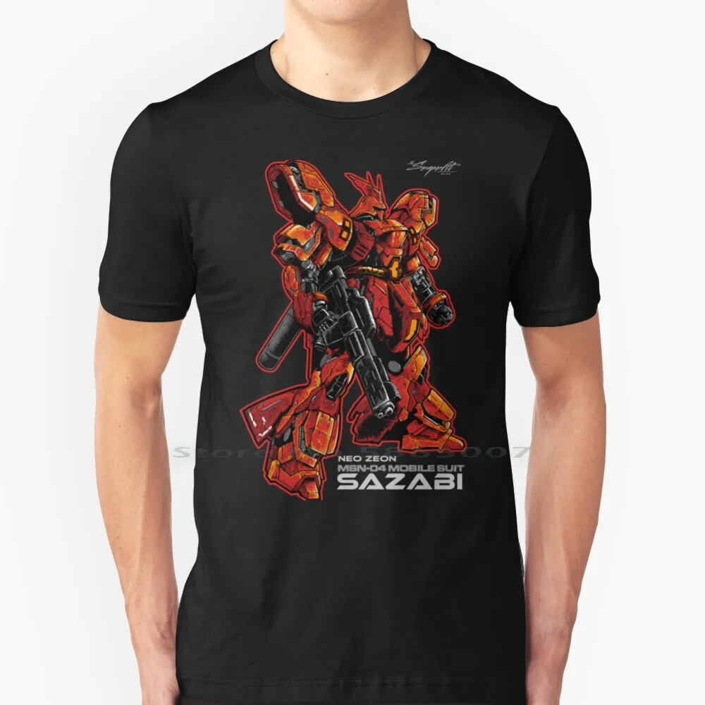 Sazabi T Shirt 100% Cotone Sazabi Mobile Suit Giant Robot Anime Neo Zeon Char Aznable Red Comet Sinanju Barbatos Nu Zaku Mecha