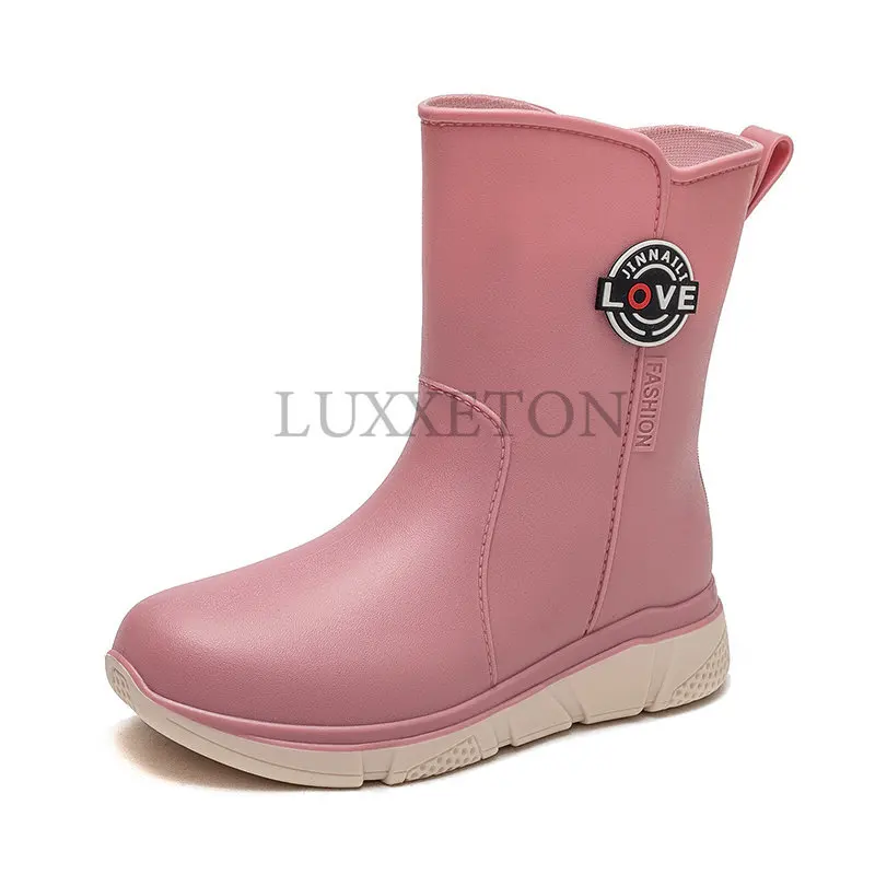 Women Rain Galoshes Waterproof Mid Calf Boots Insulated Rubber Shoes Lady Work Garden Water Boots Footwear Botas De Lluvia Mujer