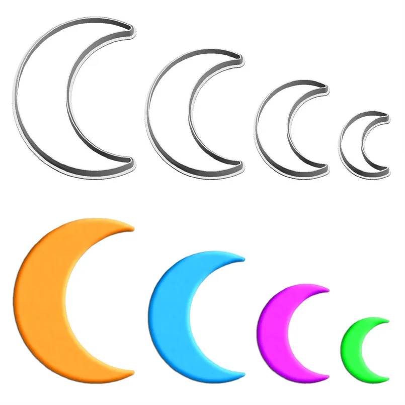 Four Specifications Cartoon Geometric Figure Crescent Moon Plastics Moulds Cake Fondant Tools Cookie and Sushi Fruit Cutters cookie cutter,baking mold,cookie mould,cookie printing mold,fondant cutter
