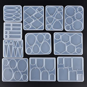 Stampo in silicone con ciondolo geometrico per orecchini, stampo rotondo in resina epossidica per ornamenti fai da te, portachiavi, collana, ciondoli, artigianato in resina epossidica 1