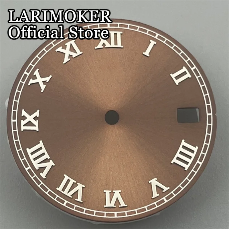 LARIMOKER 29 mm braun/rosa/blau/schwarz/weißes Sonnenstreifen-Uhrenzifferblatt ohne leuchtende Passform NH35 Automatikwerk-Uhrenzubehör – Detail 7