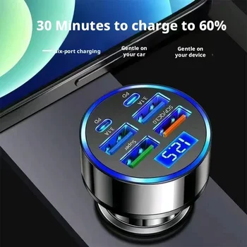 Caricabatterie per Auto 350W USB PD QC3.0, Caricatore per Telefono USB C, Adattatore Tipo C per iPhone Samsung Huawei Xiaomi, Ricarica Rapida ﻿