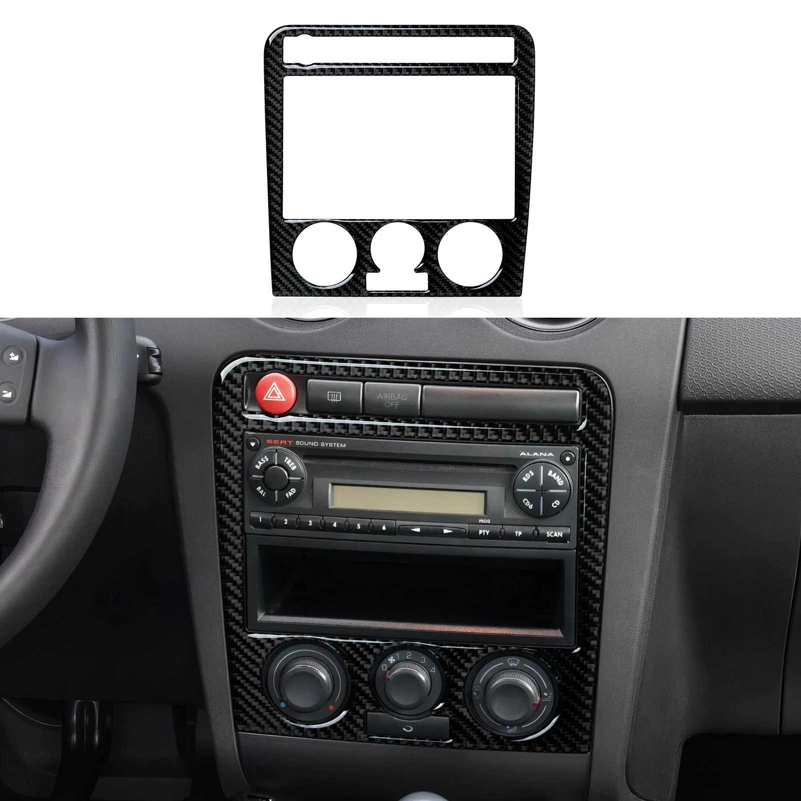 Für SEAT Cordoba 6L (2003-2009) Ibiza 6L (2002-2007) Zierleisten Zubehör Kohlefaser Innenraum-Aufkleber. Mittelkonsole CD-Panel für Autos