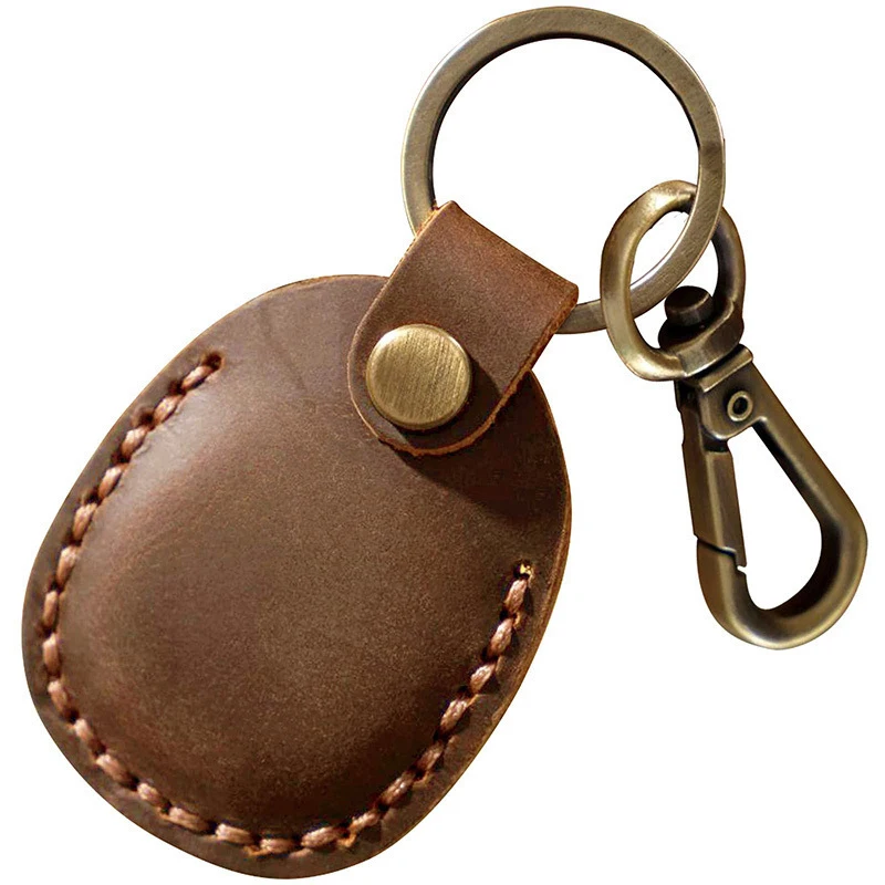 Leather Keychain Case and Access Card Holder with AirTag Compartment