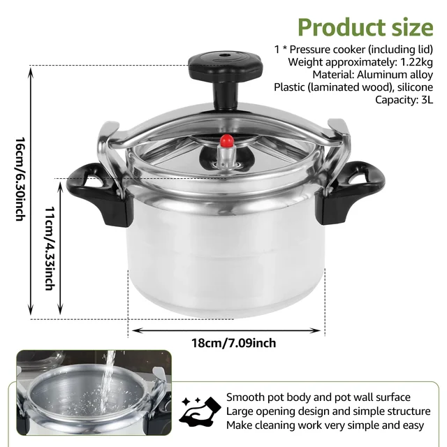 3L Professional Pressure Cooker Heavy-Duty Aluminum Explosion-Proof Cooking Pots for Gas Cooker Pot with Safety Valve 5