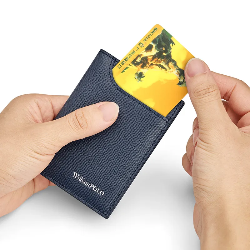 Men Leather Mini Card Bag Fashionable Ultra-thin Card Holder Personalized Small Wallet