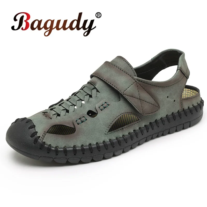 

Summer Men's Sandals Fashion Soft Comfortable Roman Sandals Handmade Breathable Mesh Walking Shoes Outdoor Men's Beach Sandals