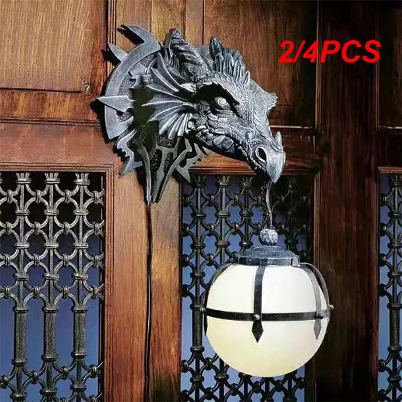 

2/4PCS Dinosaur Hanging Lamp Lantern Halloween Party Decoration ndustrial Style Resin Dragon Head Crafts Dragon Pendent Lamp