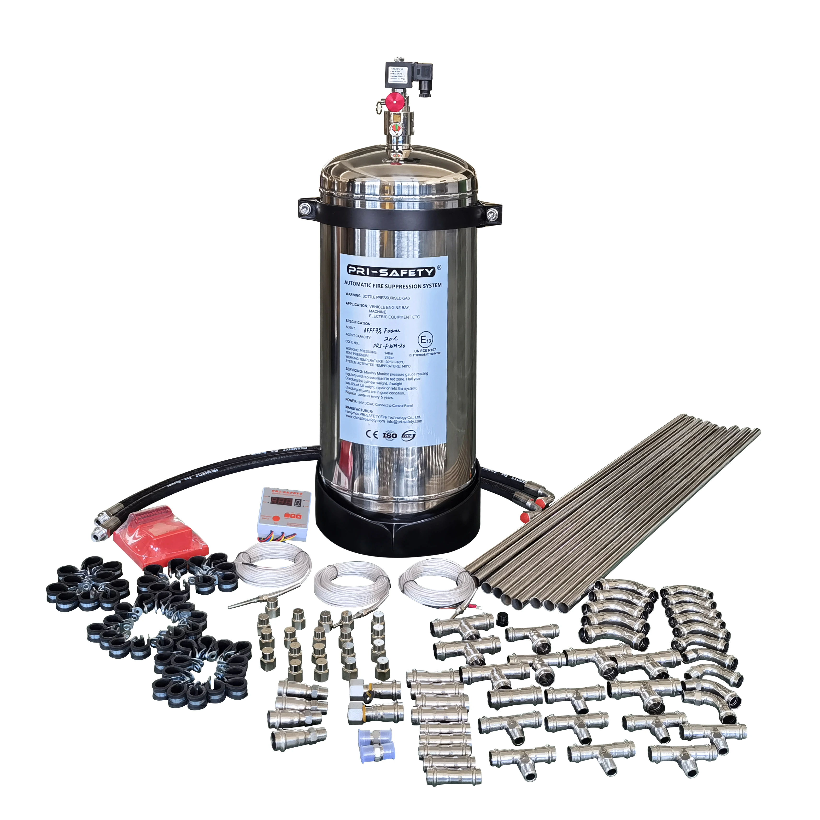 

PRI-SAFETY ECE R107 FM200 Novec 1230 автоматическая система подавления пожара для горных машин и других транспортных средств с литиевым аккумулятором