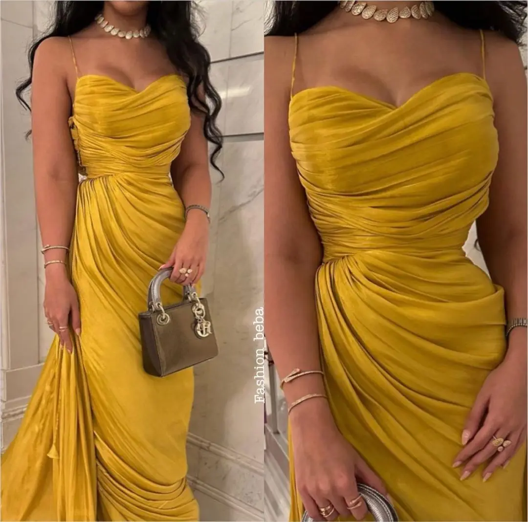 

Sweetheart Party Dress Ankle Length Prom Dresses for Women Spaghetti Straps Evening Dress Saudi Arabia Formal Wedding Gala