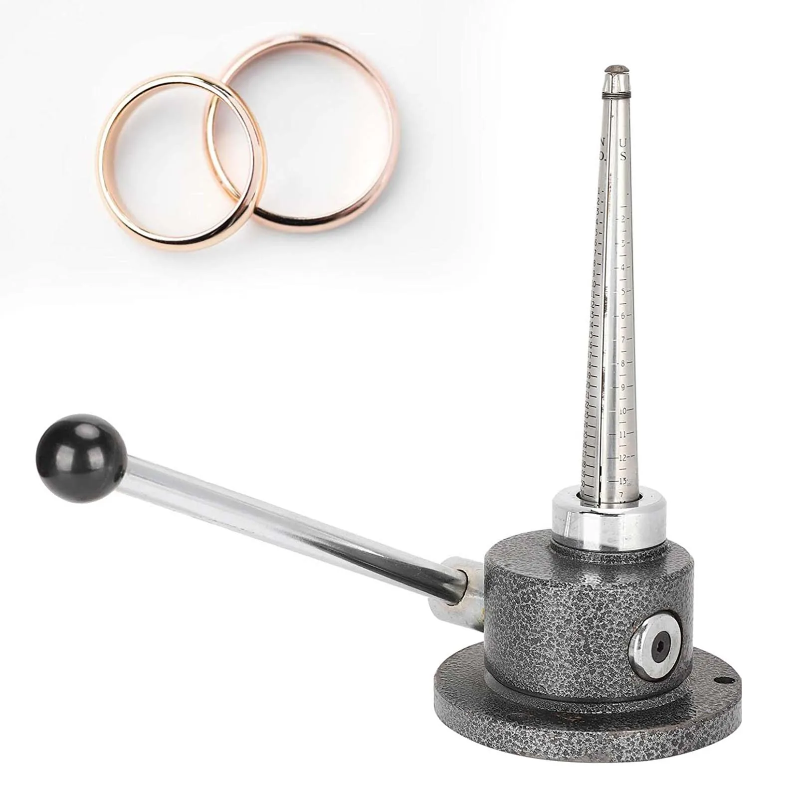 Ring Stretcher Reducer Nodular Iron Coin Ring Stretcher with U.S Size 1-14 Ring Tool Four Splines Ring Size Adjustment Tool