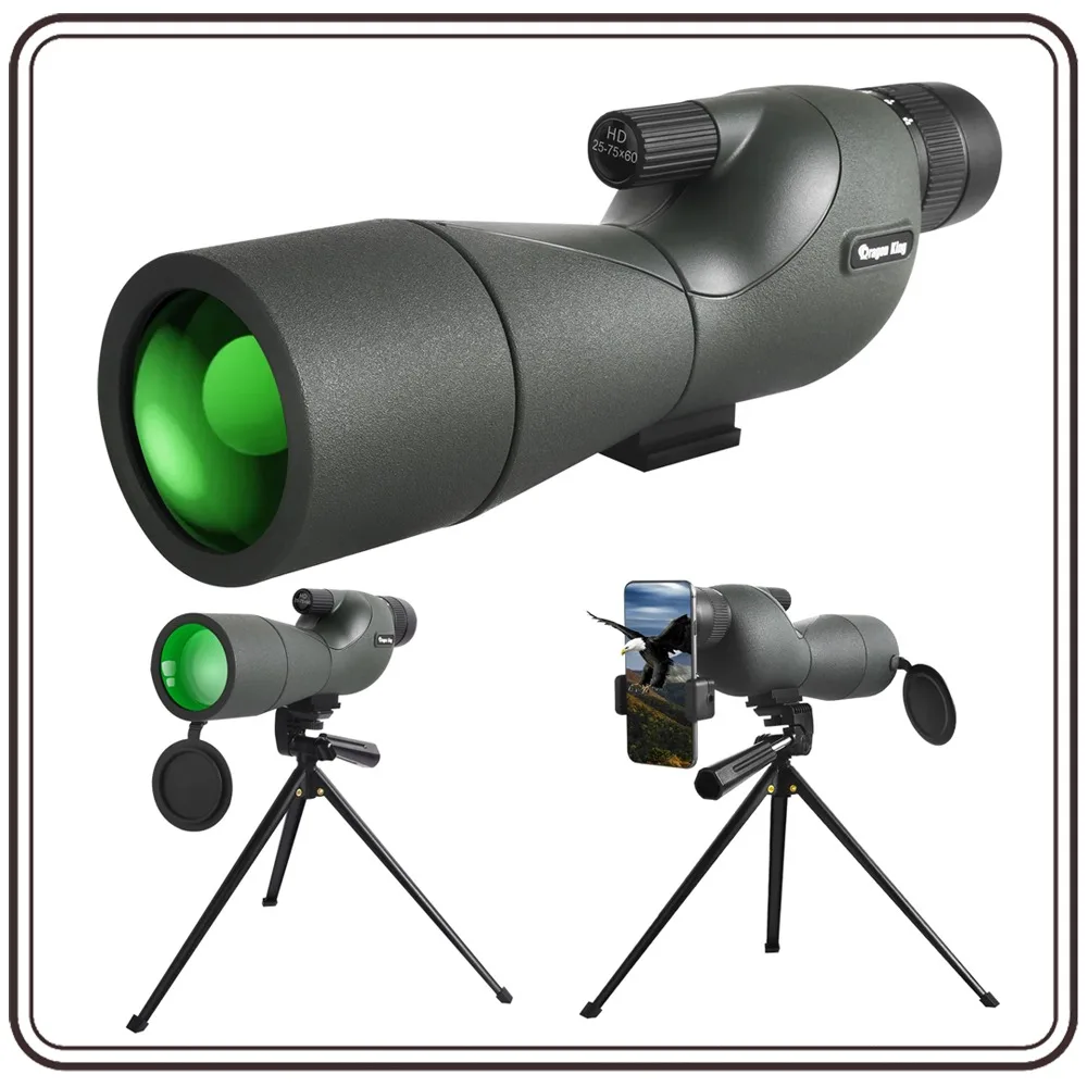 

25-75x60 Binoculars Powerful Zoom Monoculars Waterproof With Tripod Birdwatching Target Shooting Outdoor Travel Camping Use