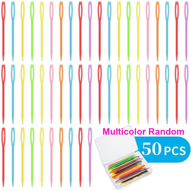 50PCS Plastic Sewing Needles, Large Eye Plastic Yarn Needles for