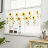 Leaves Sheer Curtain Tulle Window  Voile Drape Valance 1 Panel Fabric  1 x 0.5M (Yellow) 1