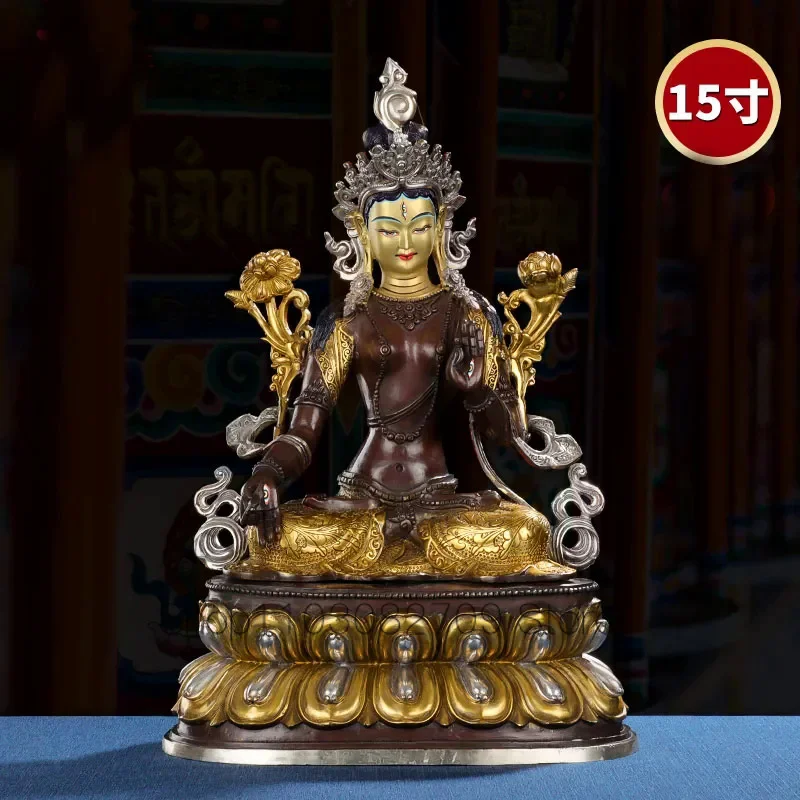 

46cm large Buddhism Gilding Buddha statue Asia Tibet HOME temple altar bless safe healthy White Tara Guan yin bronze buddha