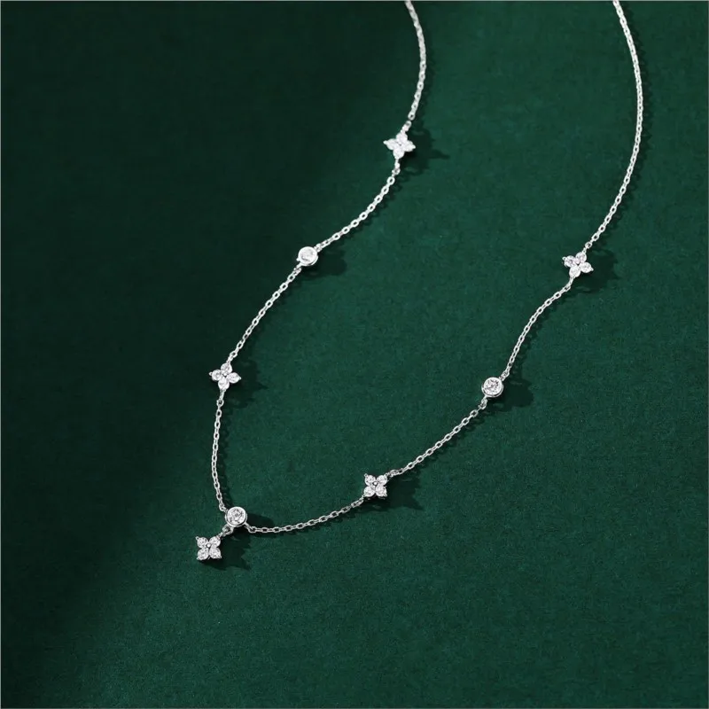 Elegant Zircon Four-Leaf Flower Necklace - Luxury Fashion Choker