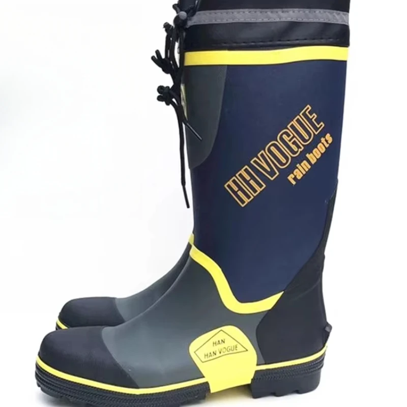 Steel Toe Fishing Boots, Waterproof Anti-Puncture Work Boots for Men,Insulated High-Cut Rubber Rain Boots,Slip-Resistant Waders