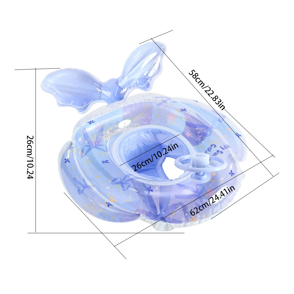 Mermaid Inflatable Swim Ring Swimming Rings Floaties with Seat & Steering Wheel Swim Float Tube Baby Pool Rings for Pool Beach