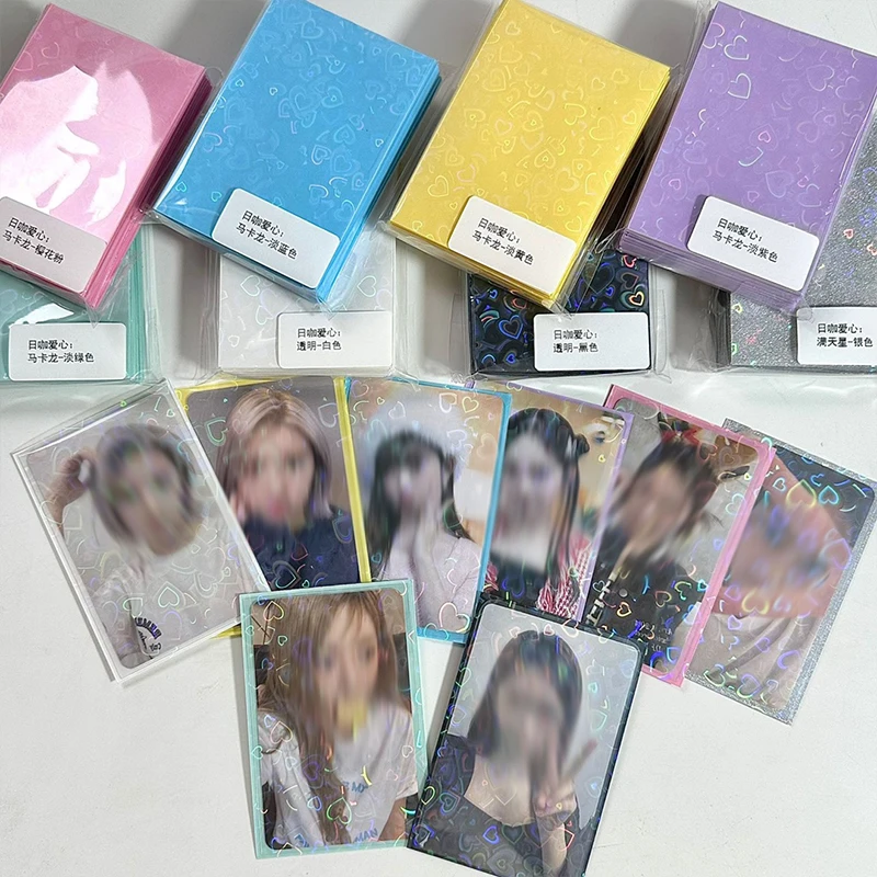 50Pcs Kpop Card Sleeves 61X91Mm Card Holder 20C Heart Bling Photocard Holder Photo Top Load Card Films Photo Cards Protector New 2