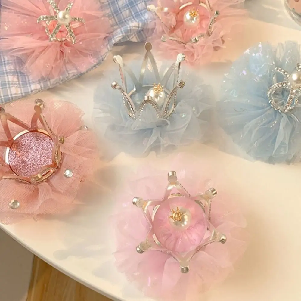 Cute Sweet Lovable Rhinestone Headdress Alloy Gauze Pearl Headwear Hair Clip Girl Hairpin Hair Accessory