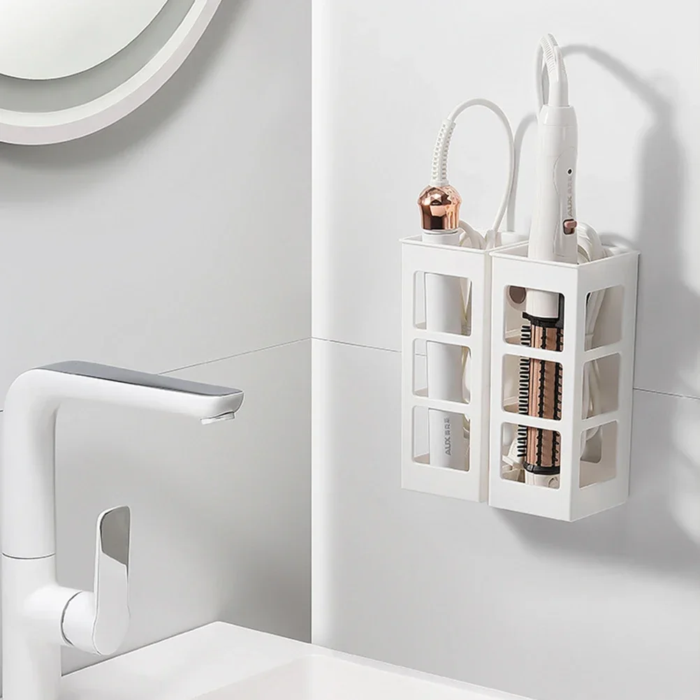 6Pcs Curling Iron Organizer Bathroom Wall-mounted Hair