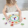 Montessori Wooden Clock Toys for Kids Color Shape Matching Puzzle Hand Grab Board Time Teaching Clock Children Educational Toys 2