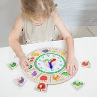Montessori Wooden Clock Toys for Kids Color Shape Matching Puzzle Hand Grab Board Time Teaching Clock Children Educational Toys 2