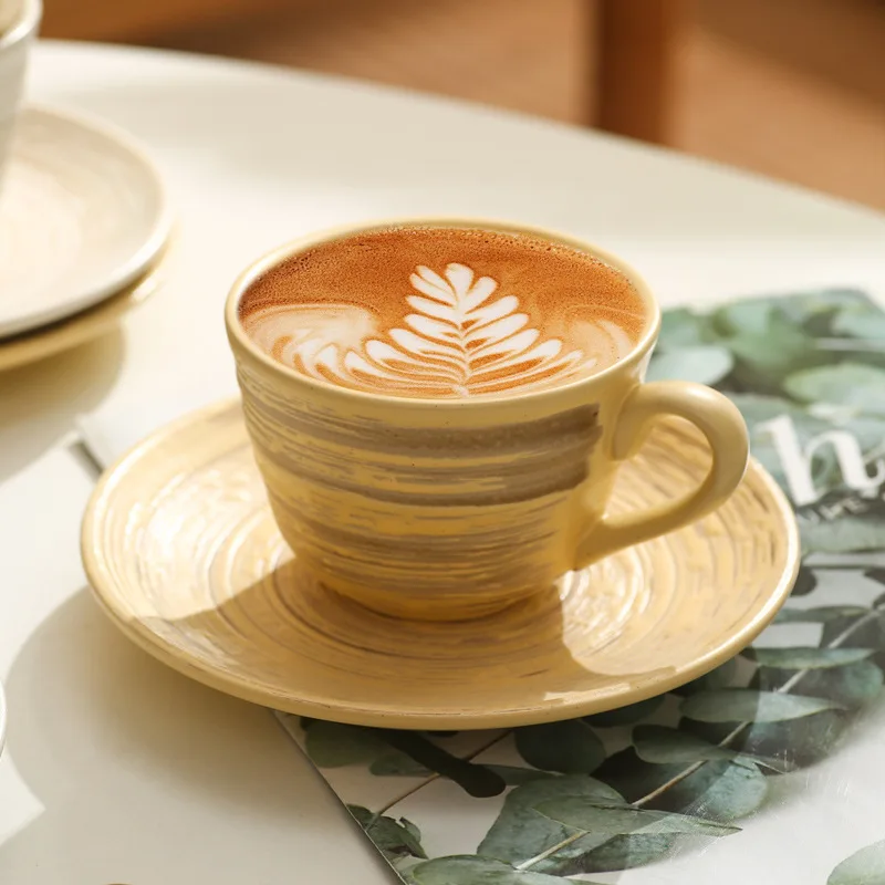 

Japanese Retro Relief Spiral Ceramic Mug Creative High Beauty Coffee Milk Cup Drinking Cup