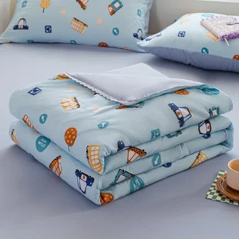 꽃 레이스 스티치가 있는 얇은 이불, 귀여운 어린이 킹 동물 과일 침대보, 성인 침대 담요, 여름 쿨러, 이불