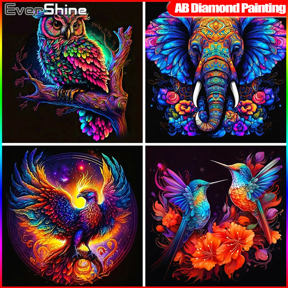 EverShine Diamond Mosaic Animal Picture Rhinestones AB Drill Cross Stitch Elephant Embroidery New Arrival Painting Home Decor